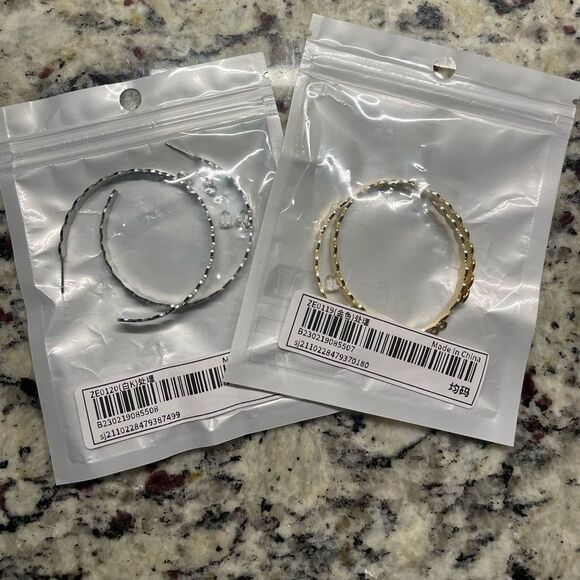 Elegant Gold and Silver Hoop Earrings (Bundle of 2) - Picture 6 of 13